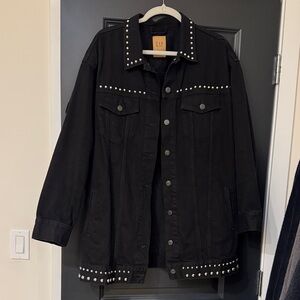 GAP Black Denim Jacket with Stud Accents